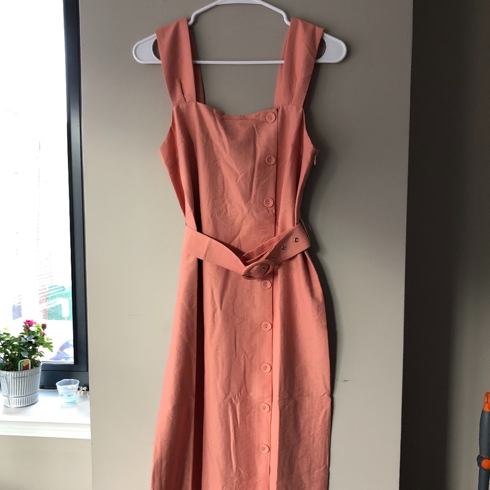 Kiana Belted Button Detail Midi Dress